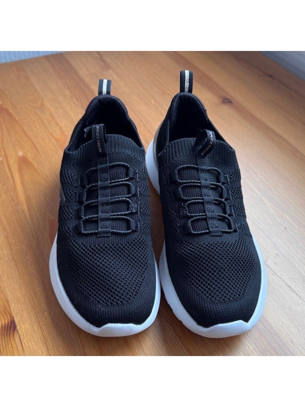 Skechers memory foam black slip on sneakers size 6.5